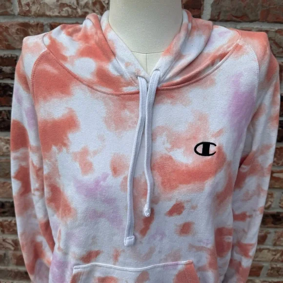 Champion orange tiedyed hoodie sweatshirt / L / Excellent condition - Picture 3 of 13